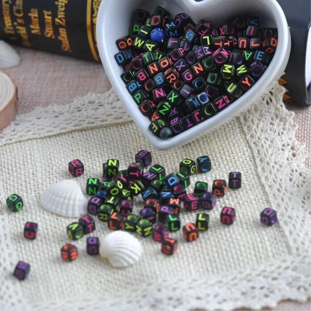 yueton Acrylic Alphabet Beads 6mm | Mixed Color Letter Cubes for Kids & Crafts - view 6