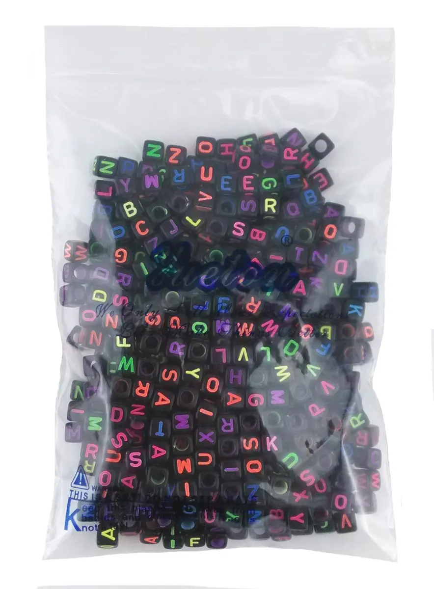 yueton Acrylic Alphabet Beads 6mm | Mixed Color Letter Cubes for Kids & Crafts - view 7