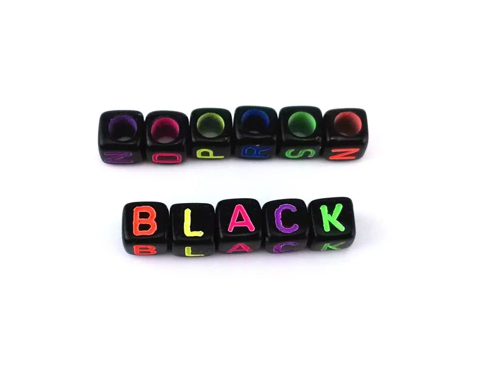 yueton Acrylic Alphabet Beads 6mm | Mixed Color Letter Cubes for Kids & Crafts - view 3