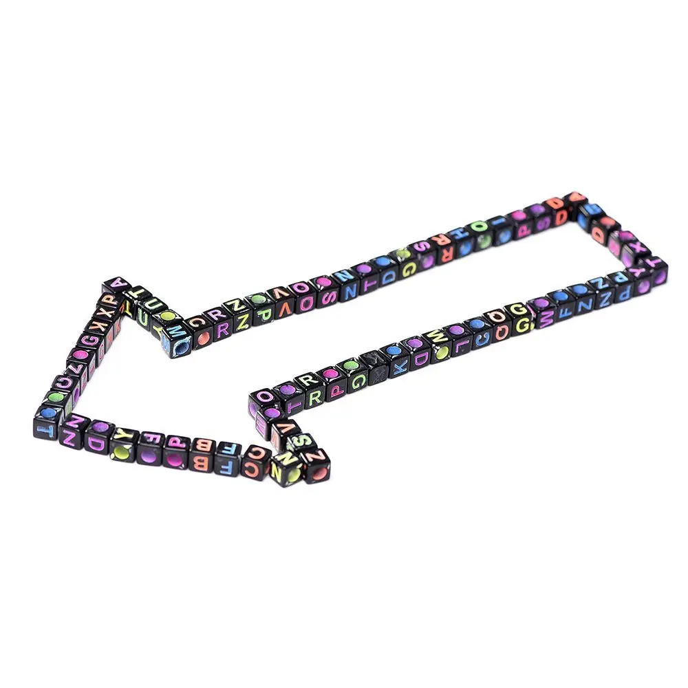 yueton Acrylic Alphabet Beads 6mm | Mixed Color Letter Cubes for Kids & Crafts - view 4