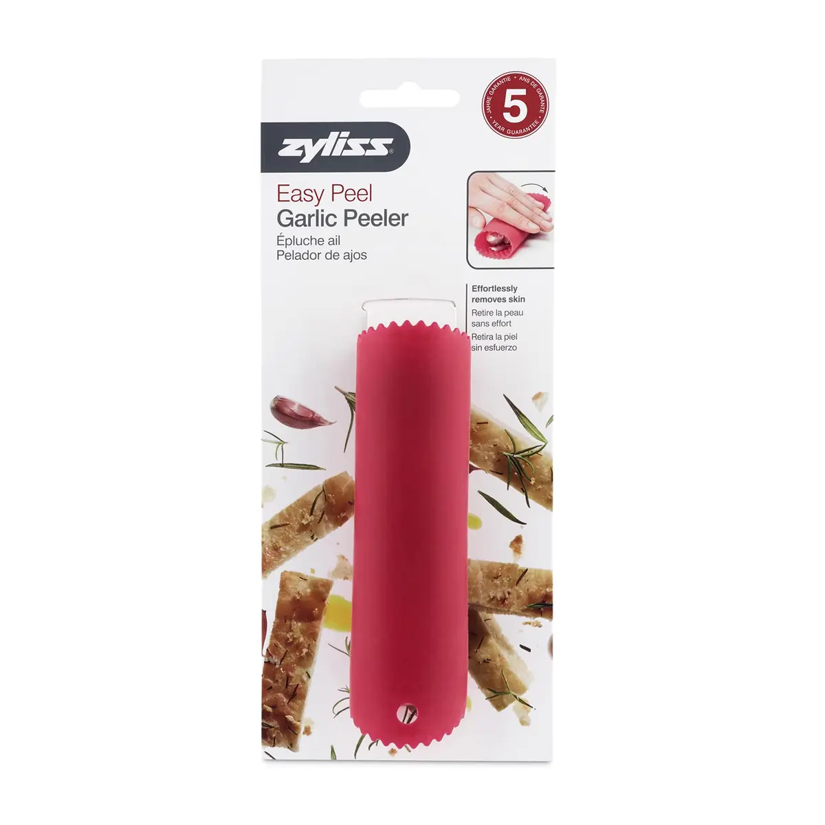 Zyliss Garlic Peeler - Silicone Garlic Peeler Tube Roller for Easy Garlic Skin Removal - Dishwasher Safe - Red - view 5