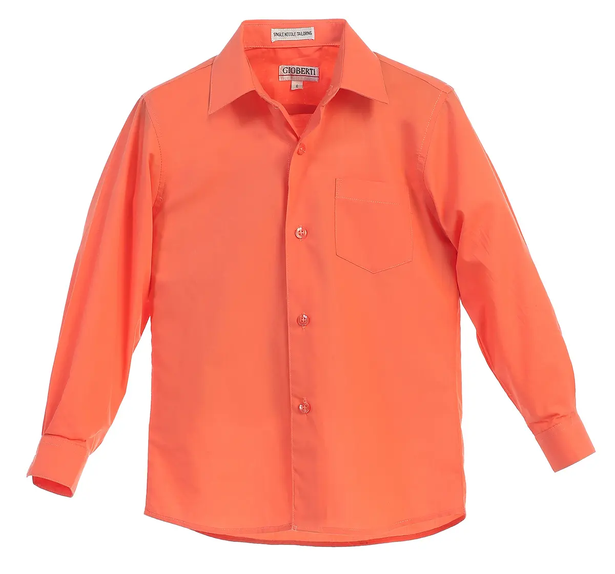 Gioberti Boys Long Sleeve Solid Dress Shirt, Coral, 7 | Classic Fit, All Year Wear - view 5