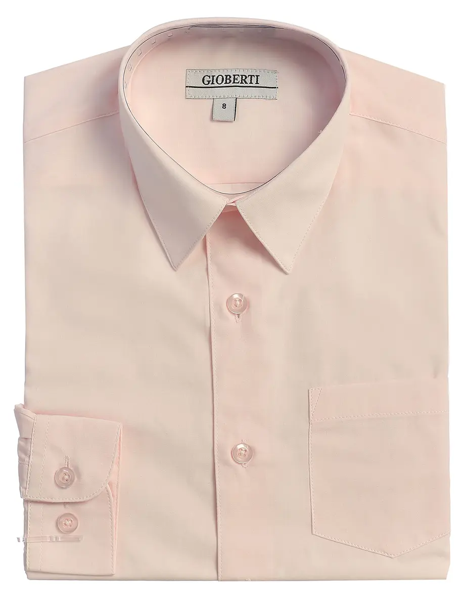 Gioberti Pink Long Sleeve Solid Dress Shirt for Boys 3T | Classic Fit, Cotton-Polyester Blend - main product image