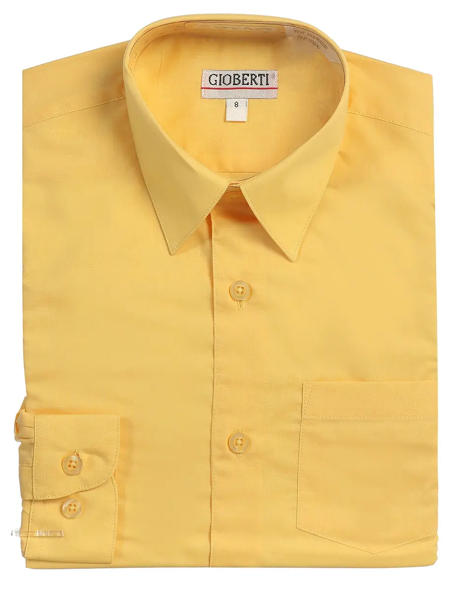 Gioberti Boys' Long Sleeve Dress Shirt Banana 10 | Classic Fall Style - main product image