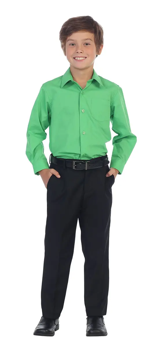 Gioberti Boys Long Sleeve Solid Dress Shirt, Green, Size 5 | Classic Fit, Chest Pocket, Cotton Blend - view 3