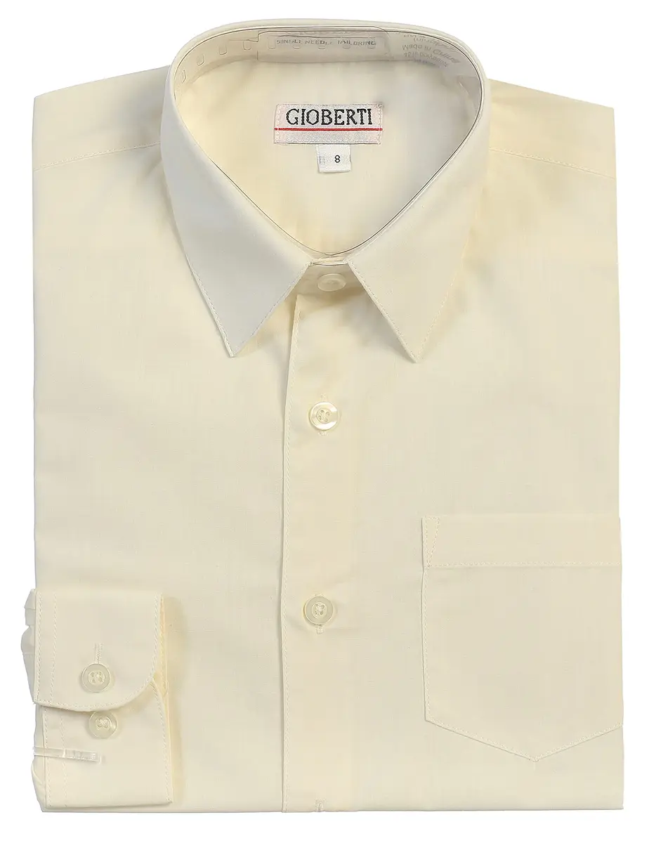 Gioberti Boys' Long Sleeve Dress Shirt Ivory 10 | Classic Fit, All Year Wear - main product image
