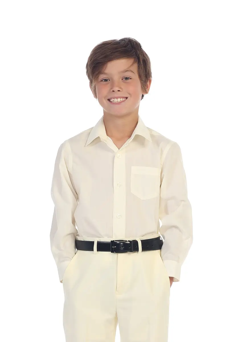 Gioberti Boys' Long Sleeve Dress Shirt Ivory 10 | Classic Fit, All Year Wear - view 2