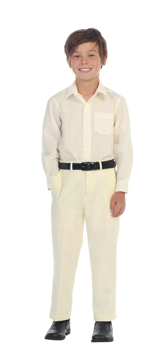 Gioberti Boys' Long Sleeve Dress Shirt Ivory 10 | Classic Fit, All Year Wear - view 3