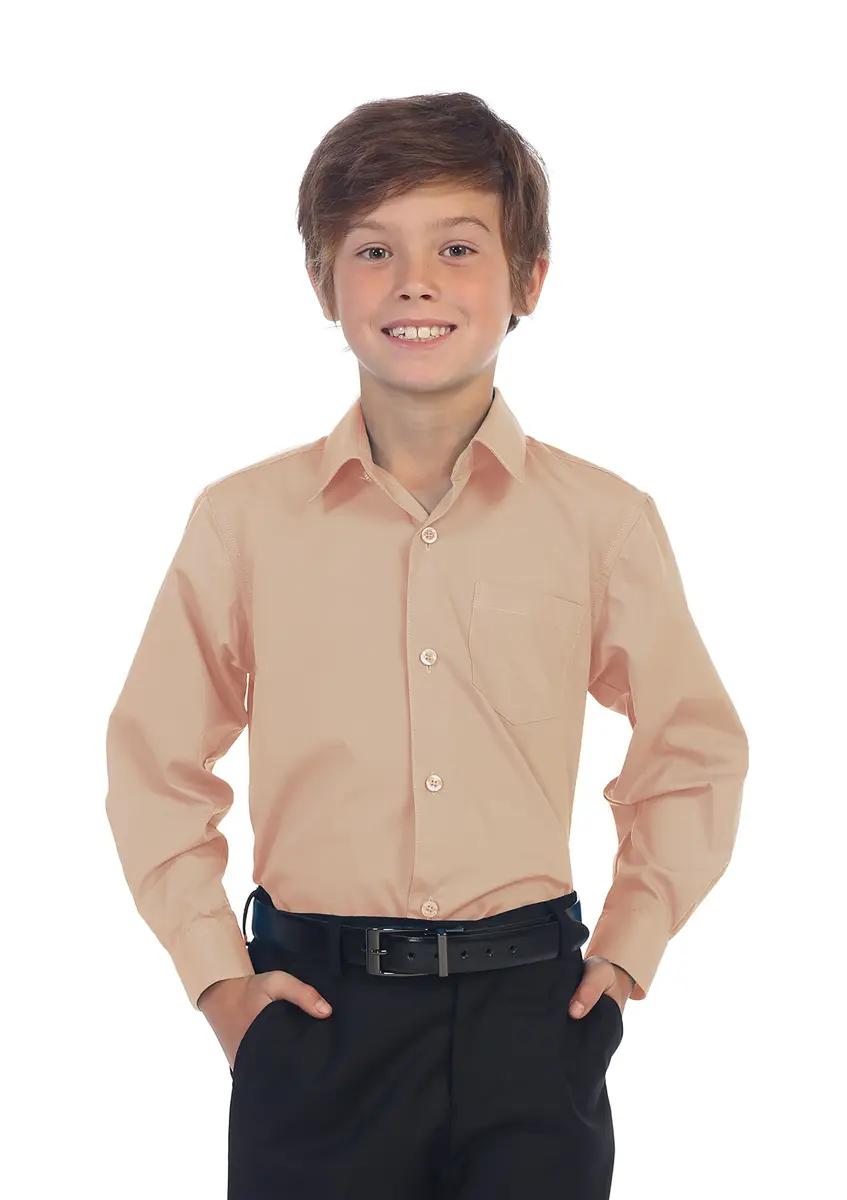 Gioberti Boys' Long Sleeve Dress Shirt Khaki 16 | Classic Fit, All Year Wear - view 2