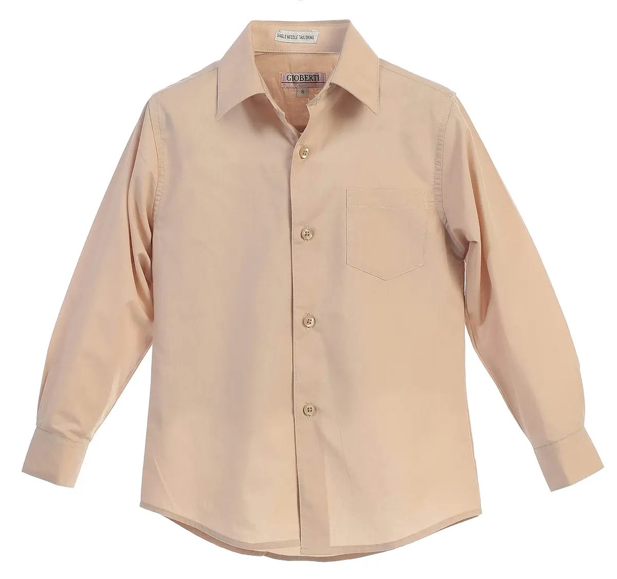 Gioberti Boys' Long Sleeve Dress Shirt Khaki 16 | Classic Fit, All Year Wear - view 3