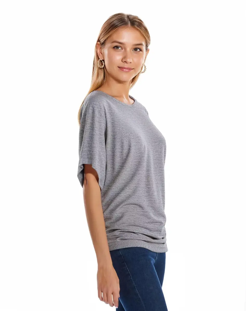 Hybrid & Company Women's Dolman Shirt KT44130 Heather GR S | Casual, Stretchable Summer Top - view 5