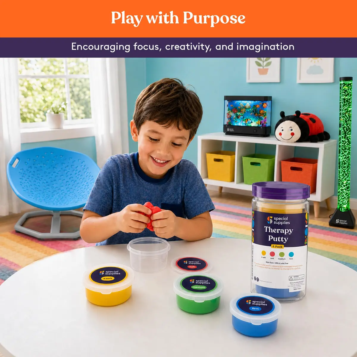 Special Supplies Therapy Putty Kit - 4 Strengths, 3 oz Each Primary Colors | Resistive Hand Exercise & Stress Relief - view 2