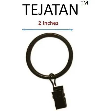 TEJATAN 2 Inch Metal Curtain Rings with Clips & Eyelets Set of 40 | Heavy Support & Durable Finish - view 2