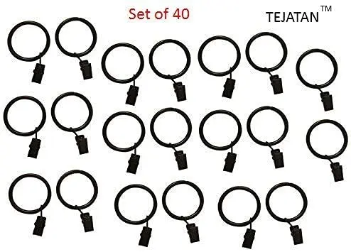 TEJATAN 2 Inch Metal Curtain Rings with Clips & Eyelets Set of 40 | Heavy Support & Durable Finish - view 3