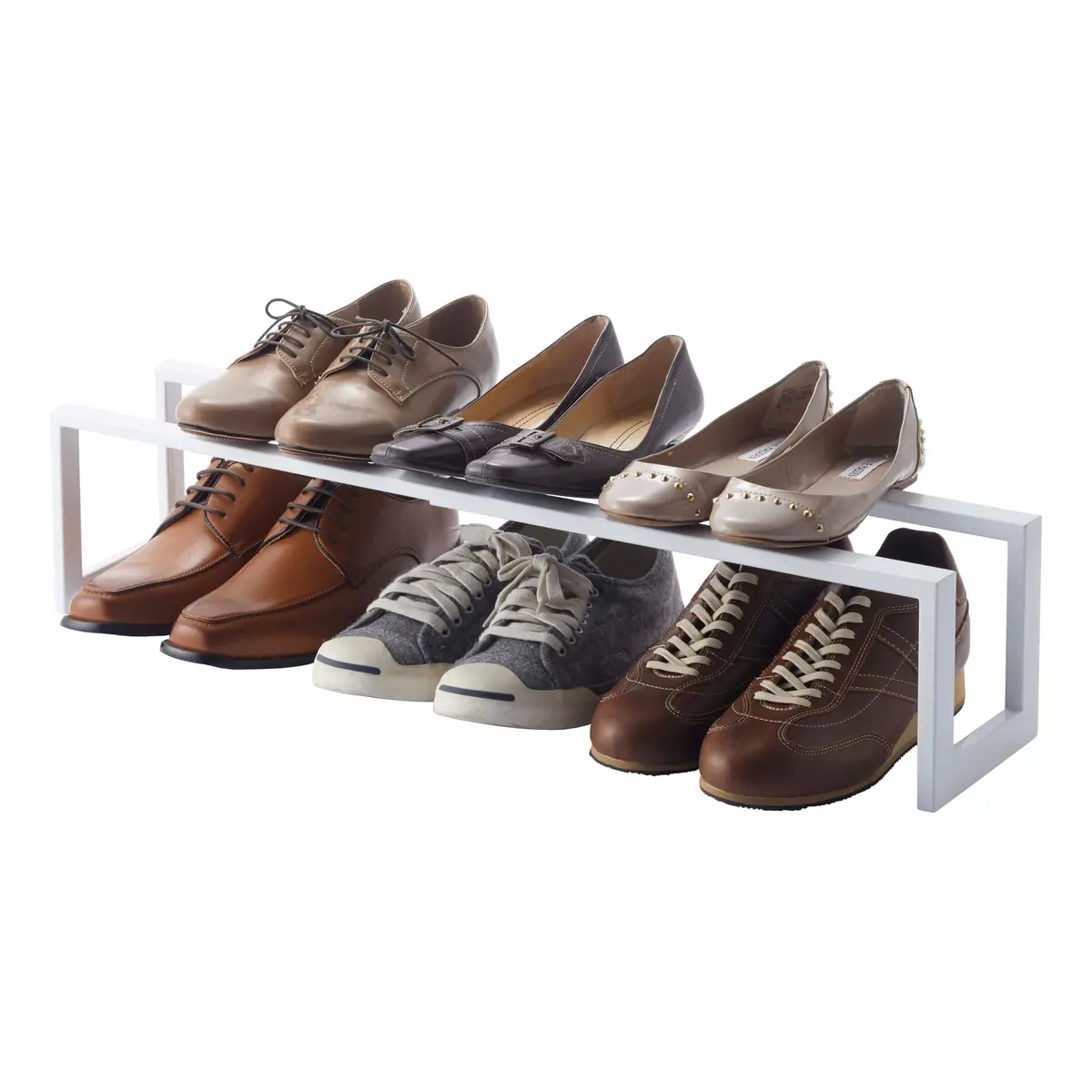 YAMAZAKI Home Line Expanding Shoe Rack, Metal, Adjustable - Single, 6" - Steel - Holds 4 To 8 Shoes - main product image