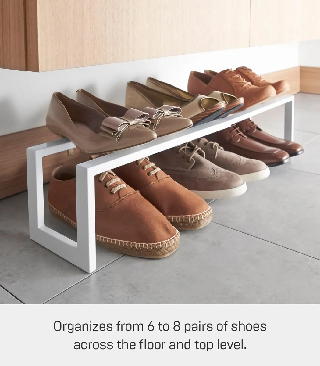 YAMAZAKI Home Line Expanding Shoe Rack, Metal, Adjustable - Single, 6" - Steel - Holds 4 To 8 Shoes - view 5