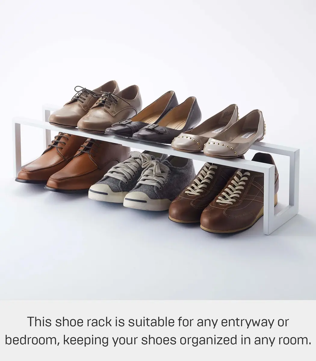 YAMAZAKI Home Line Expanding Shoe Rack, Metal, Adjustable - Single, 6" - Steel - Holds 4 To 8 Shoes - view 2