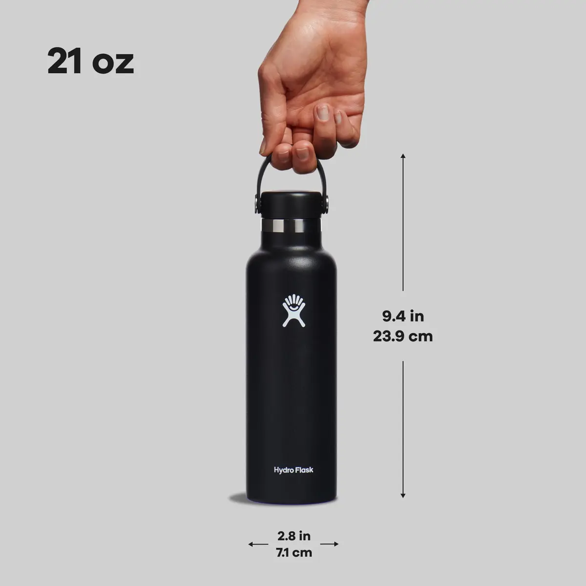 Hydro Flask Water Bottle - Insulated Stainless Steel - Non Spill, Leakproof in 21 Oz Black - view 7
