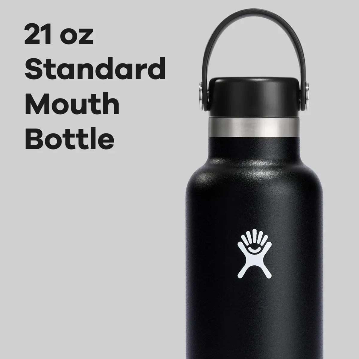 Hydro Flask Standard Mouth 21 Oz Water Bottle - Black | Insulated Stainless Steel, Leakproof - view 3