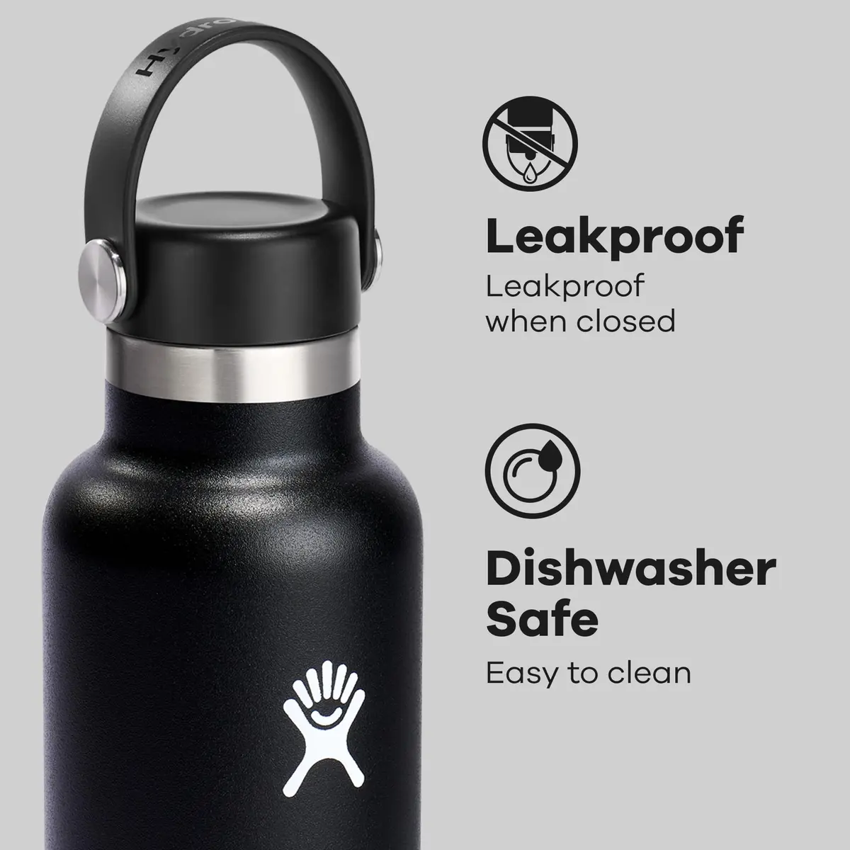 Hydro Flask Water Bottle - Insulated Stainless Steel - Non Spill, Leakproof in 21 Oz Black - view 4