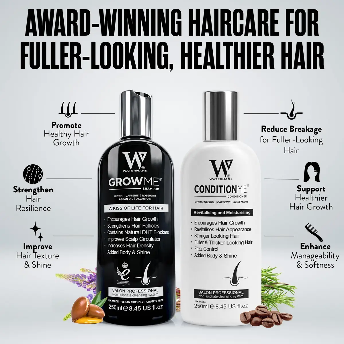 Watermans Hair Growth Shampoo & Conditioner 8.45 Fl Oz (2 Pack) | Supports Thicker, Fuller Hair - view 2
