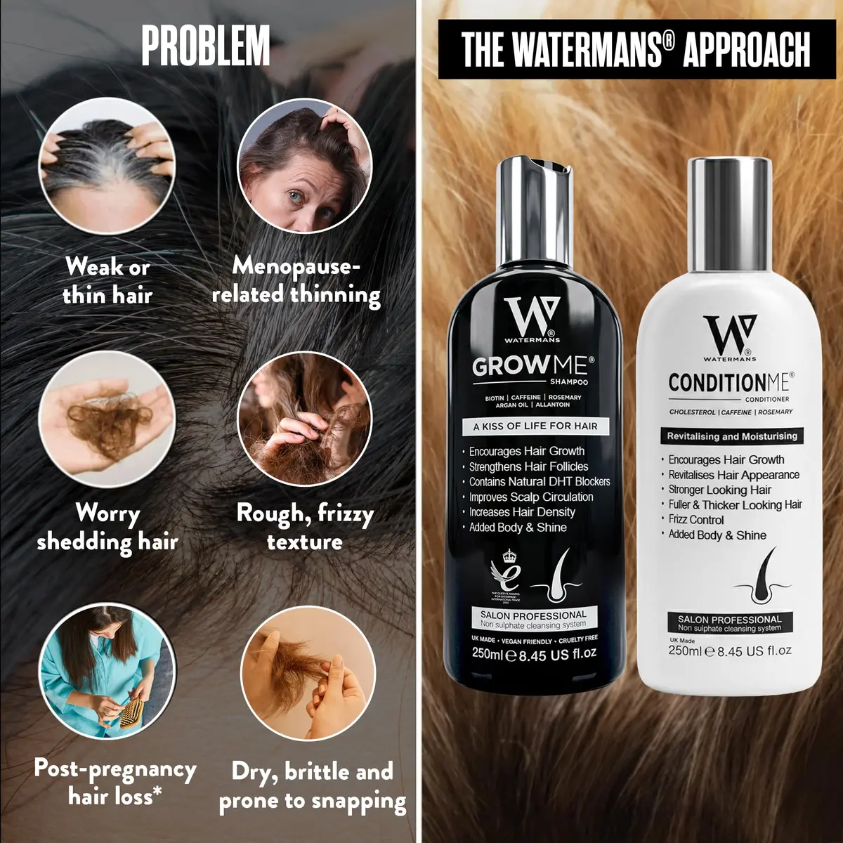 Watermans Hair Growth Shampoo & Conditioner 8.45 Fl Oz (2 Pack) | Supports Thicker, Fuller Hair - view 4