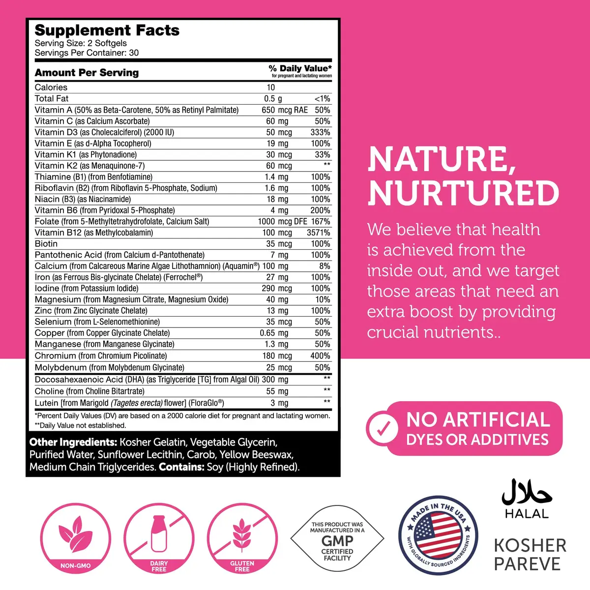 Zahler Prenatal +DHA 300 - Prenatal Vitamin with Methylated Folate & DHA for Pregnant Women - Support for Mom & Baby - 60 Softgels - view 4
