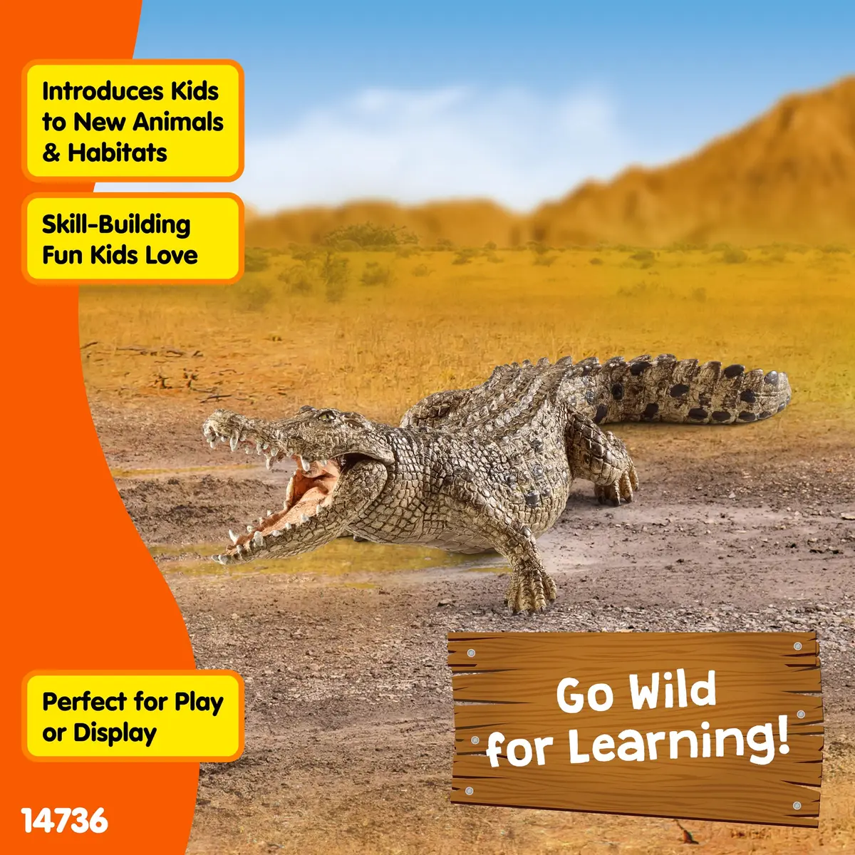 Schleich Wild Life Crocodile Toy Figurine | Realistic Animal Play for Kids 3+ - view 5