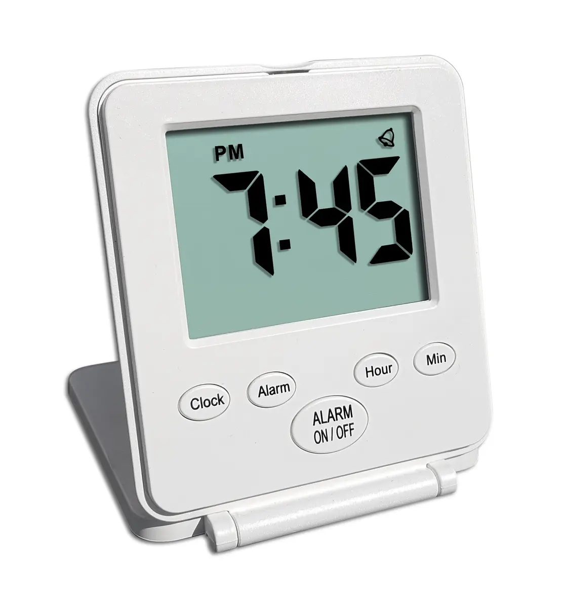 Travelwey Simple Digital Travel Alarm Clock White | Loud Alarm, Snooze, Travel Mode, Battery Powered - main product image