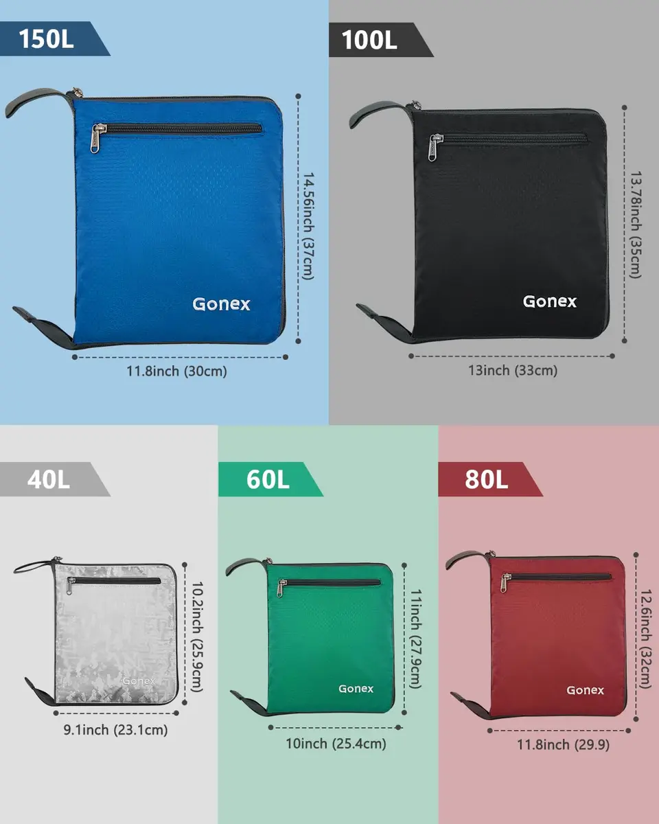 Gonex 60L Foldable Travel Duffle Bag with Shoe Compartment, Lightweight | 60L Capacity, Water-Resistant, Compact & Durable - view 7