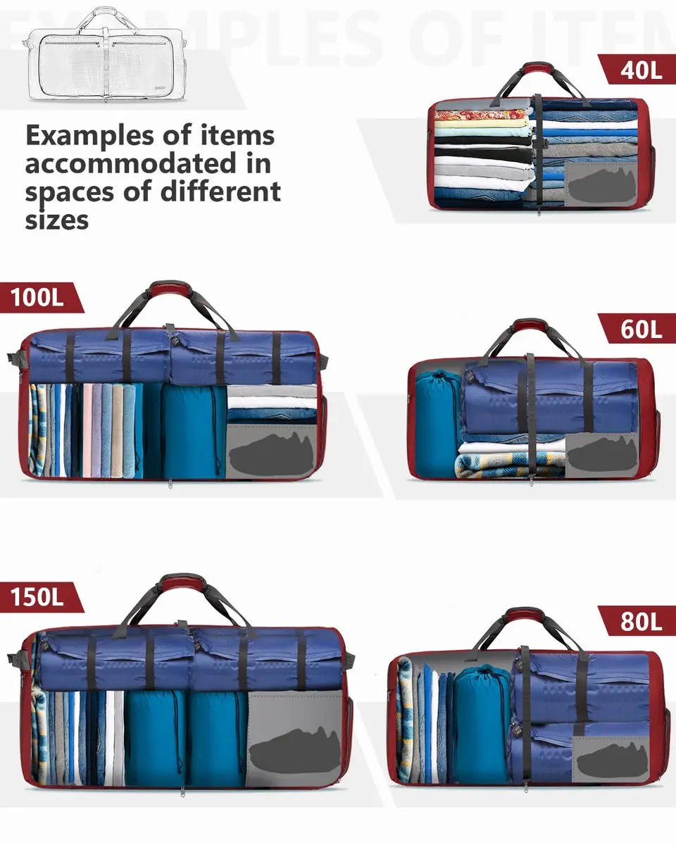 Gonex 60L Foldable Travel Duffle Bag with Shoe Compartment, Lightweight | 60L Capacity, Water-Resistant, Compact & Durable - view 8