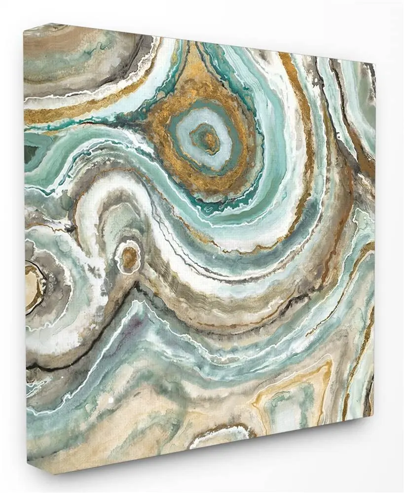 Stupell Industries Aqua Geode Stone Canvas Wall Art 24x24 Inch | High-Quality USA Import - main product image