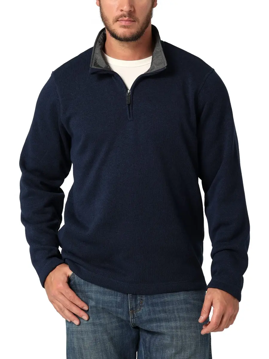 Wrangler Authentics Long Sleeve Fleece Quarter-zip, Mood Indigo, 3X-Large | Classic Warmth & Comfort for Men - main product image