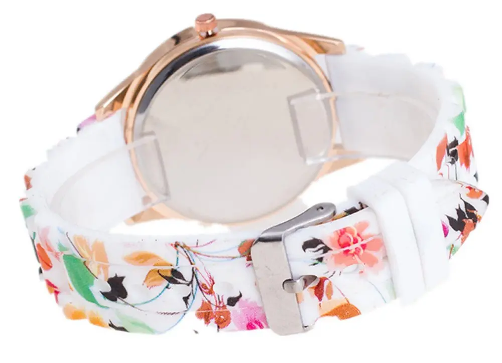 CdyBox Women Ladies Floral Dial Silicone Band Analog Watches Rose Gold Tone Numbers | Elegant Gift for Her - view 7