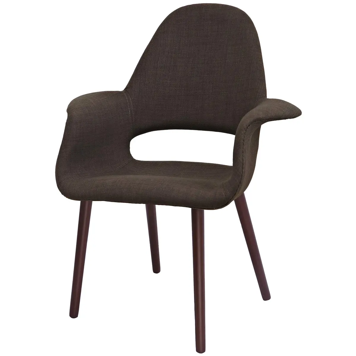 2xhome Mid Century Modern Upholstered Fabric Accent Dining Chair Brown | Supportive Foam & Natural Wood Legs - view 5