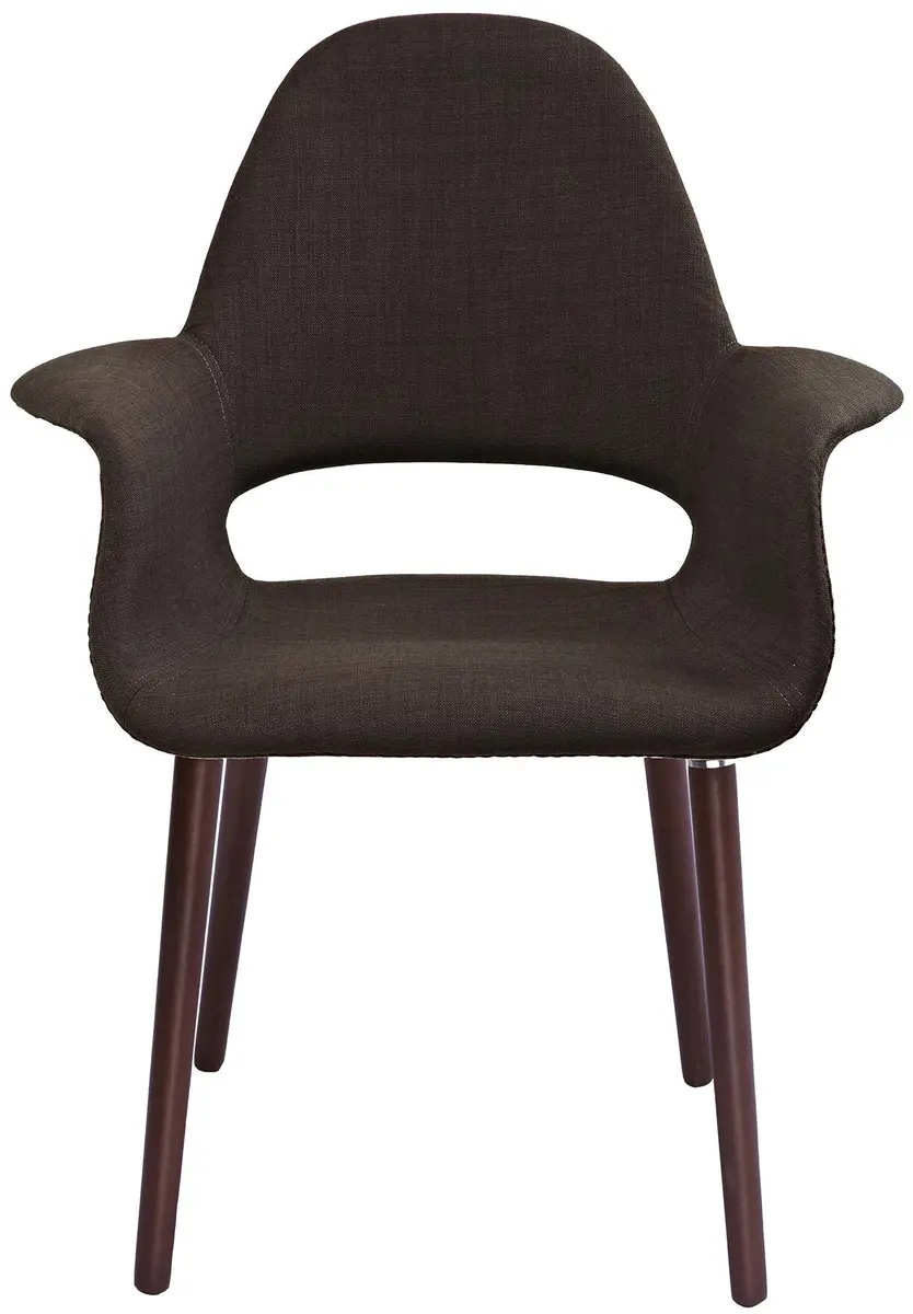 2xhome Mid Century Modern Upholstered Fabric Accent Dining Chair Brown | Supportive Foam & Natural Wood Legs - main product image