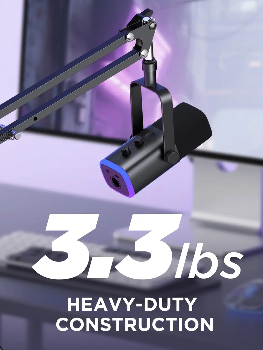 InnoGear Microphone Boom Arm Stand for Blue Yeti Fifine HyperX | Adjustable, Heavy-Duty Steel, Space-Saving Design - view 4