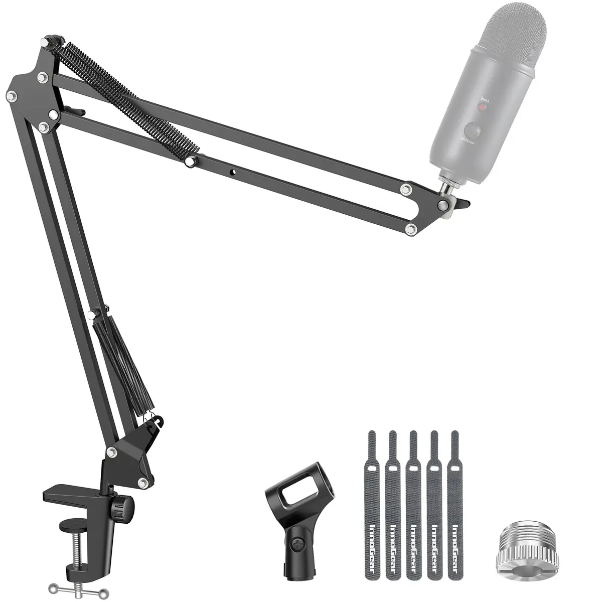 InnoGear Microphone Boom Arm Stand for Blue Yeti Fifine HyperX | Adjustable, Heavy-Duty Steel, Space-Saving Design - main product image