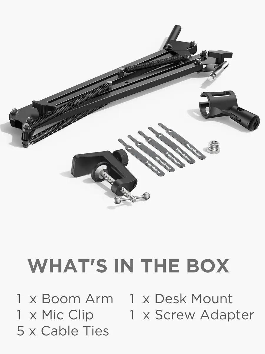 InnoGear Microphone Boom Arm Stand for Blue Yeti Fifine HyperX | Adjustable, Heavy-Duty Steel, Space-Saving Design - view 8