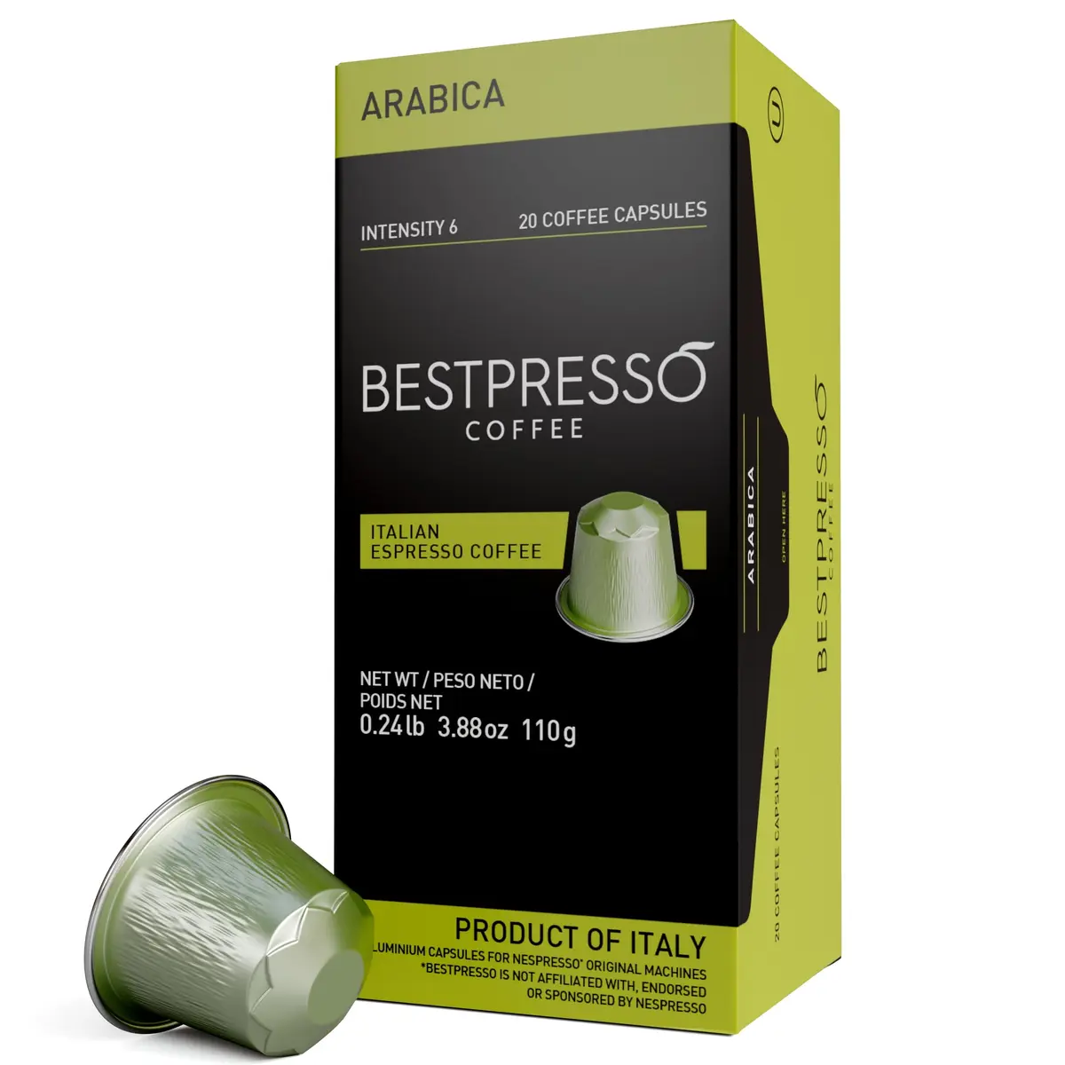 Bestpresso Coffee for Nespresso Original Machine 120 pods | Certified Arabica Blend, Light Intensity, Compatible with Nespresso Original - main product image