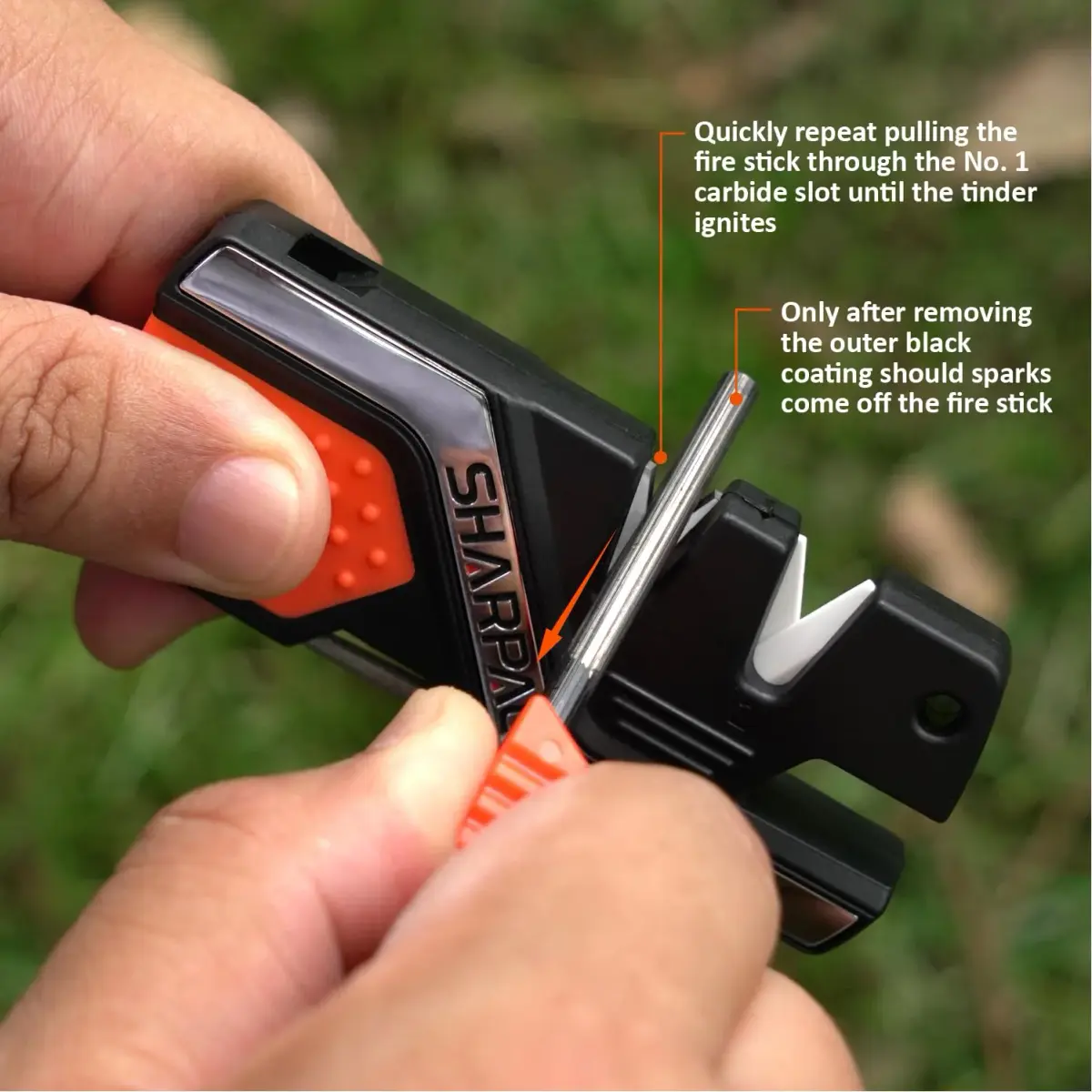 SHARPAL 101N 6-in-1 Pocket Knife Sharpener & Survival Tool | Tungsten Carbide, Ceramic, Diamond Rods, Fire Starter, Whistle - view 5