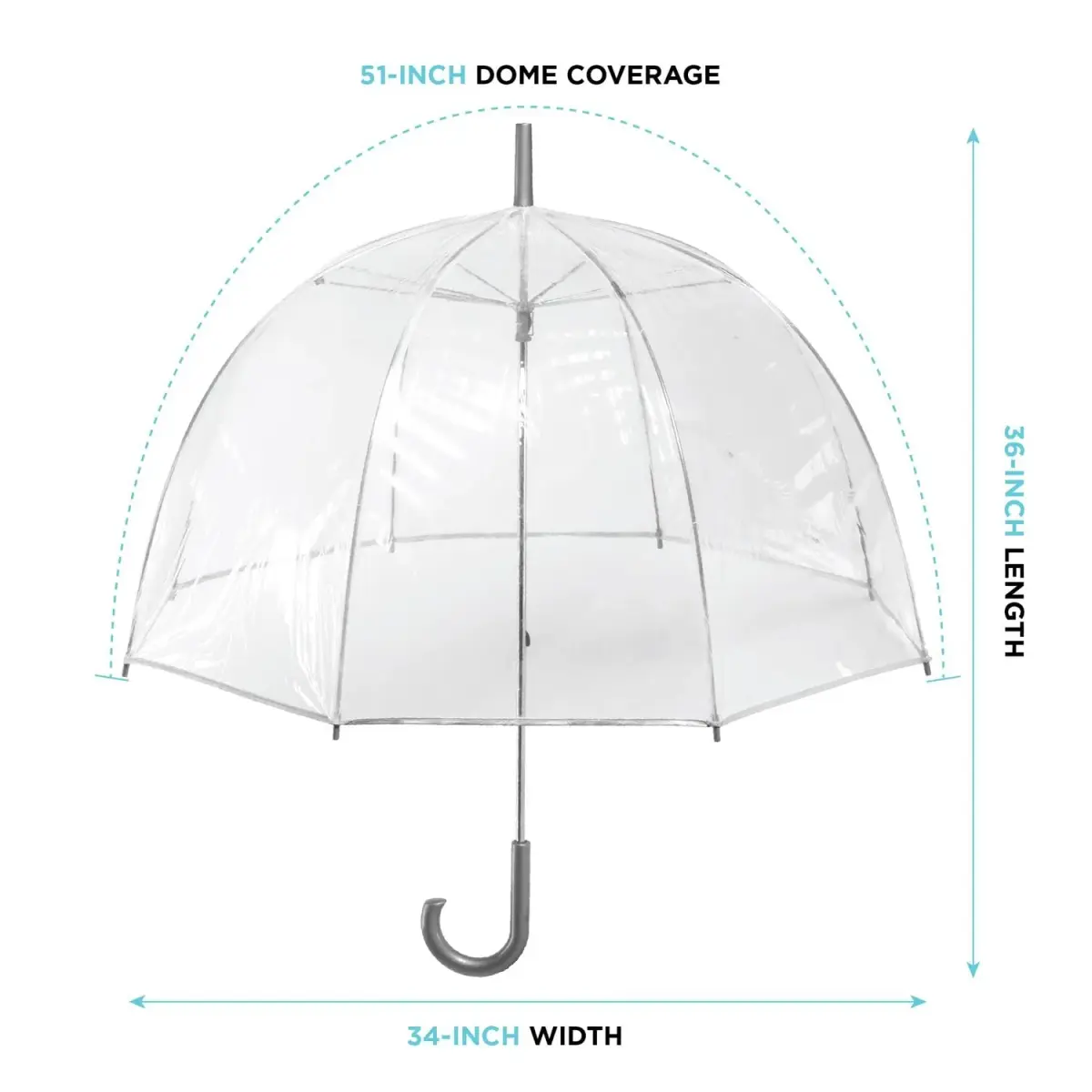 totes Clear Bubble Umbrella – Transparent Dome Coverage – 130 cm (51 inches) Canopy | Windproof & Rainproof for Everyday Protection - view 4