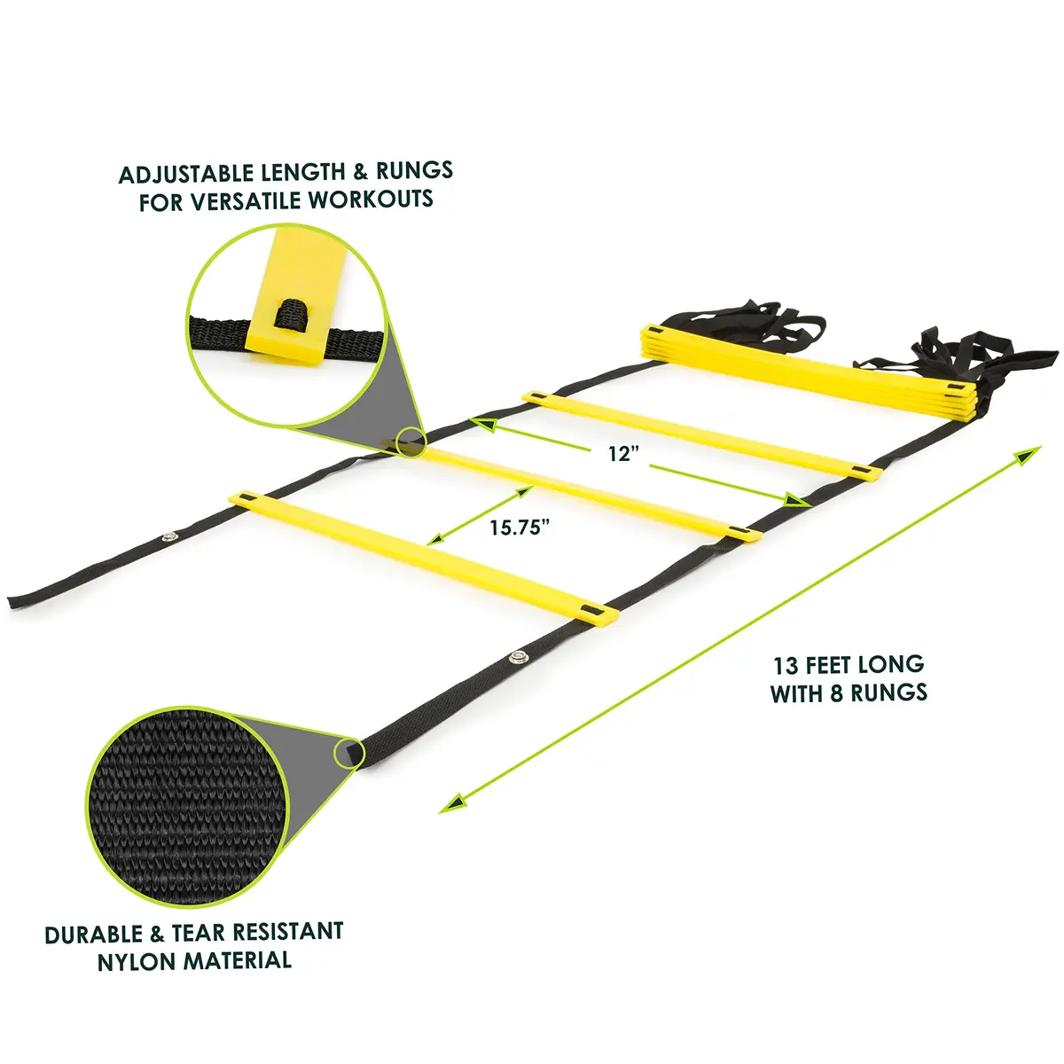 ProsourceFit Speed Agility Ladder 8 Rungs | Improve Footwork & Cardio in India - view 2