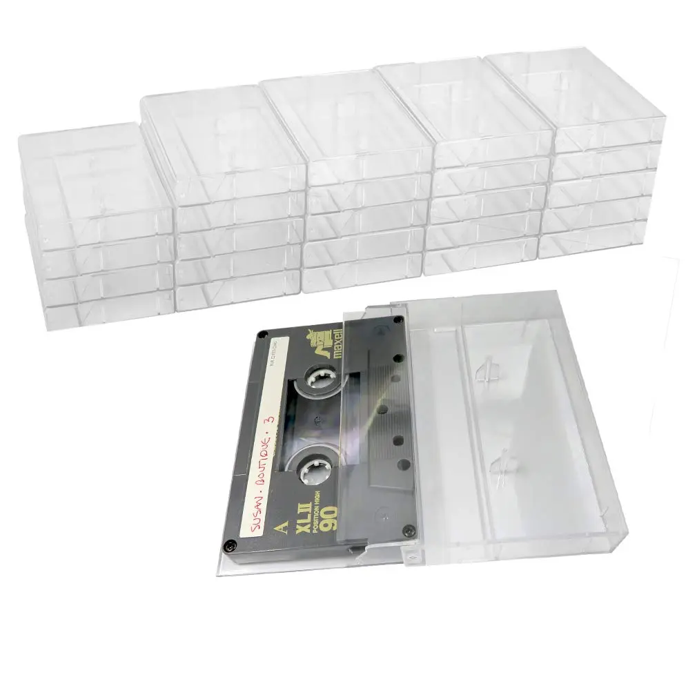 Evelots Cassette Tape Storage Case, Holds 25 Tapes, Clear Plastic | Protects Music Collection from Dust & Scratches - main product image