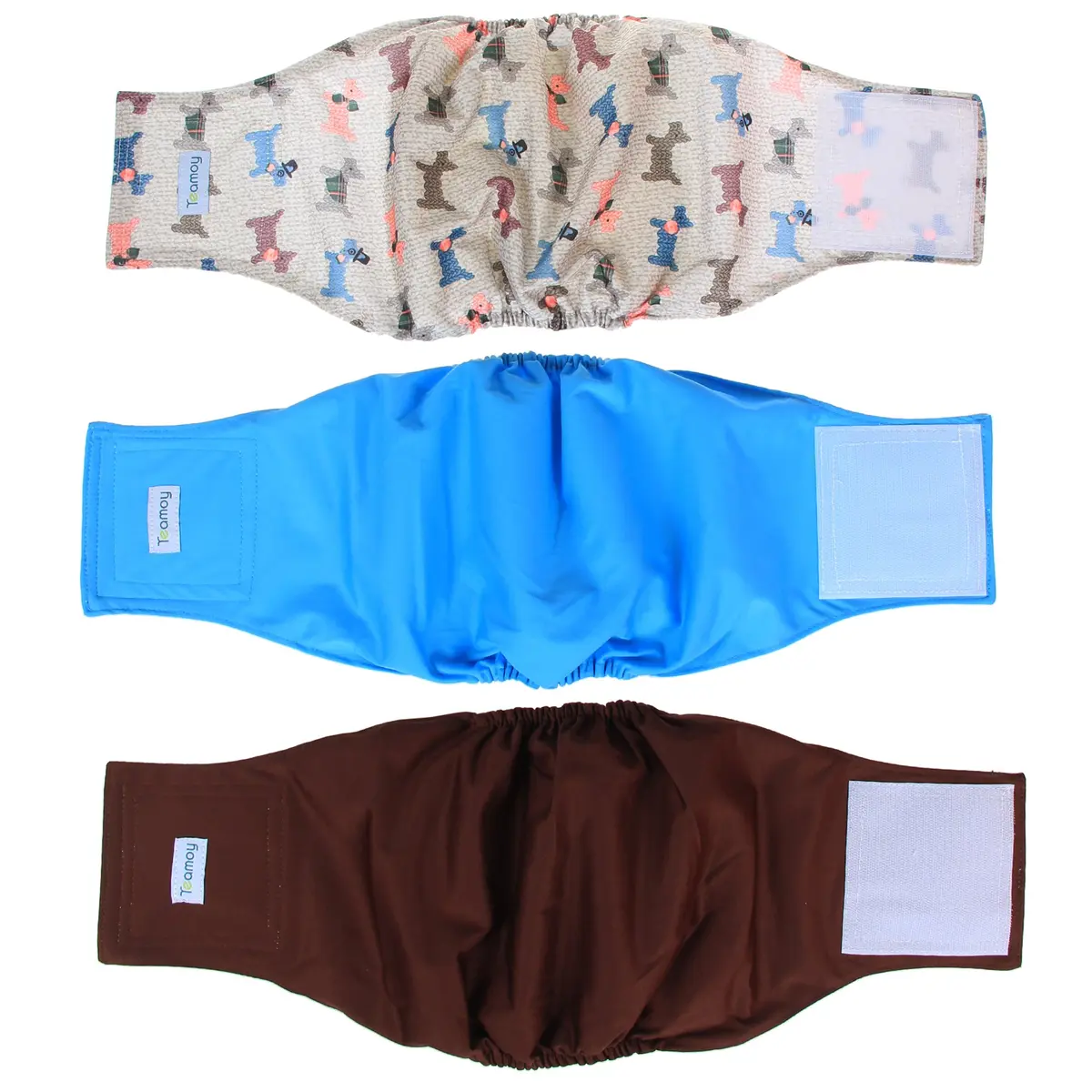 Teamoy Reusable Wrap Dog Diapers for Male Dogs, Pack of 3, L1 Waist 16"-20" | Washable, Leak-Proof Belly Bands for Incontinence - main product image
