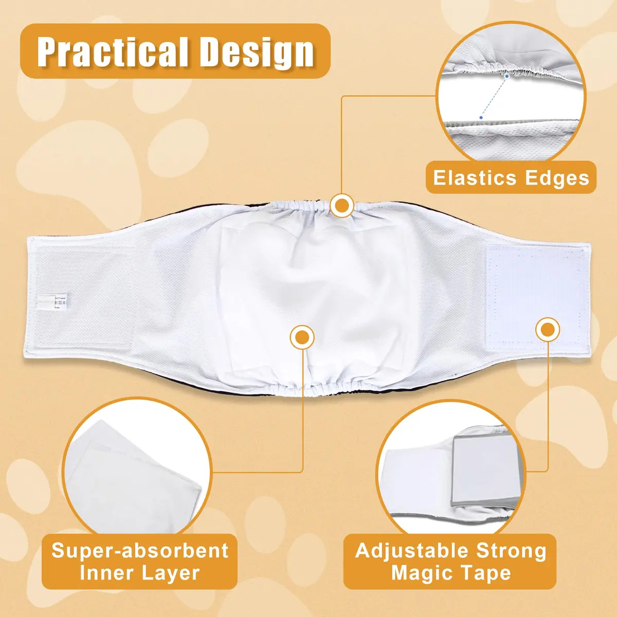 Teamoy Reusable Male Dog Belly Band, Pack of 3 Small | Washable Dog Diapers for Male Dogs, 10"-13" Waist - view 2