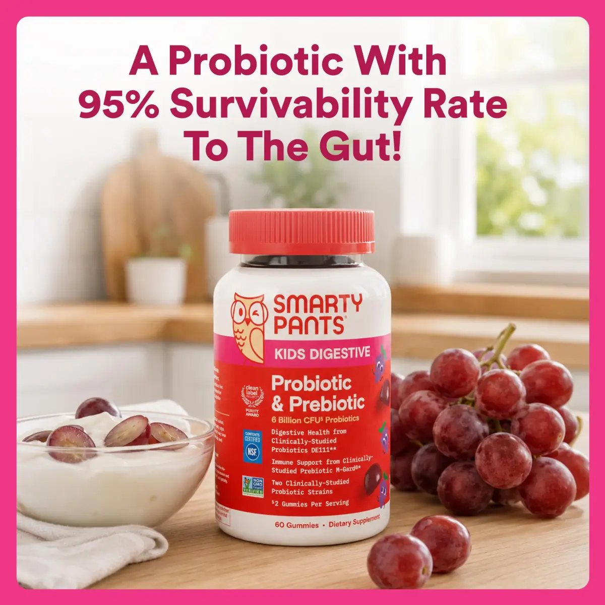 SmartyPants Kids Probiotic & Prebiotic Gummies Grape 60 Count (30 Day Supply) | Clinically Studied for Digestive & Immune Support - view 7