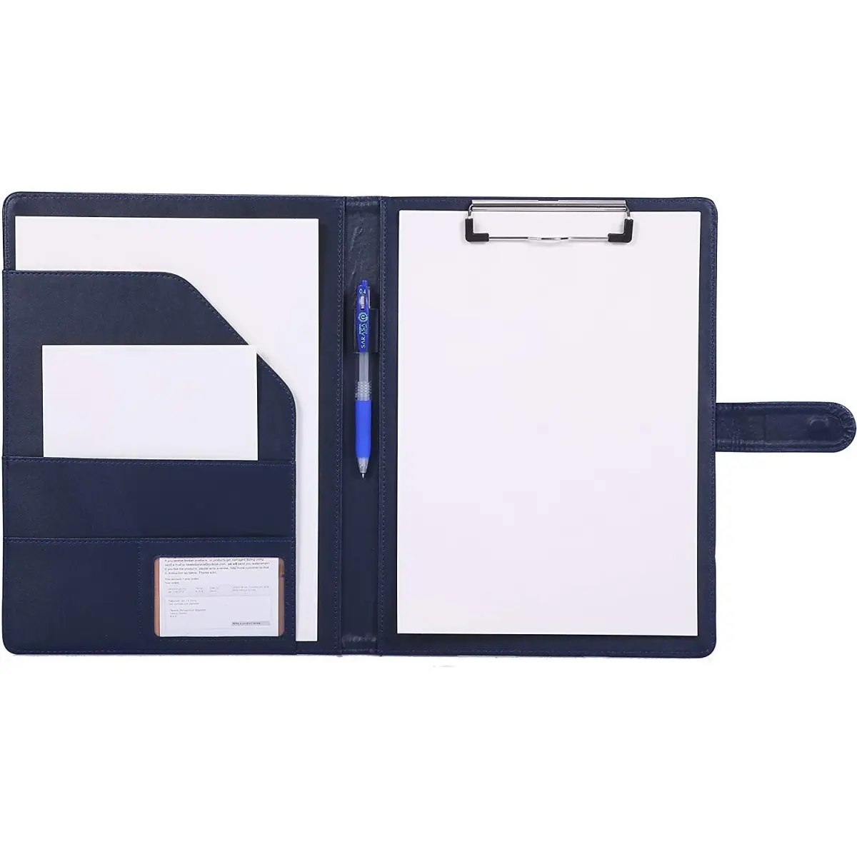 Mymazn Blue Faux Leather Padfolio Clipboard Folder Portfolio with Cover for A4 & Letter Size Refillable Writing Notepad | Holds 50 Sheets - main product image