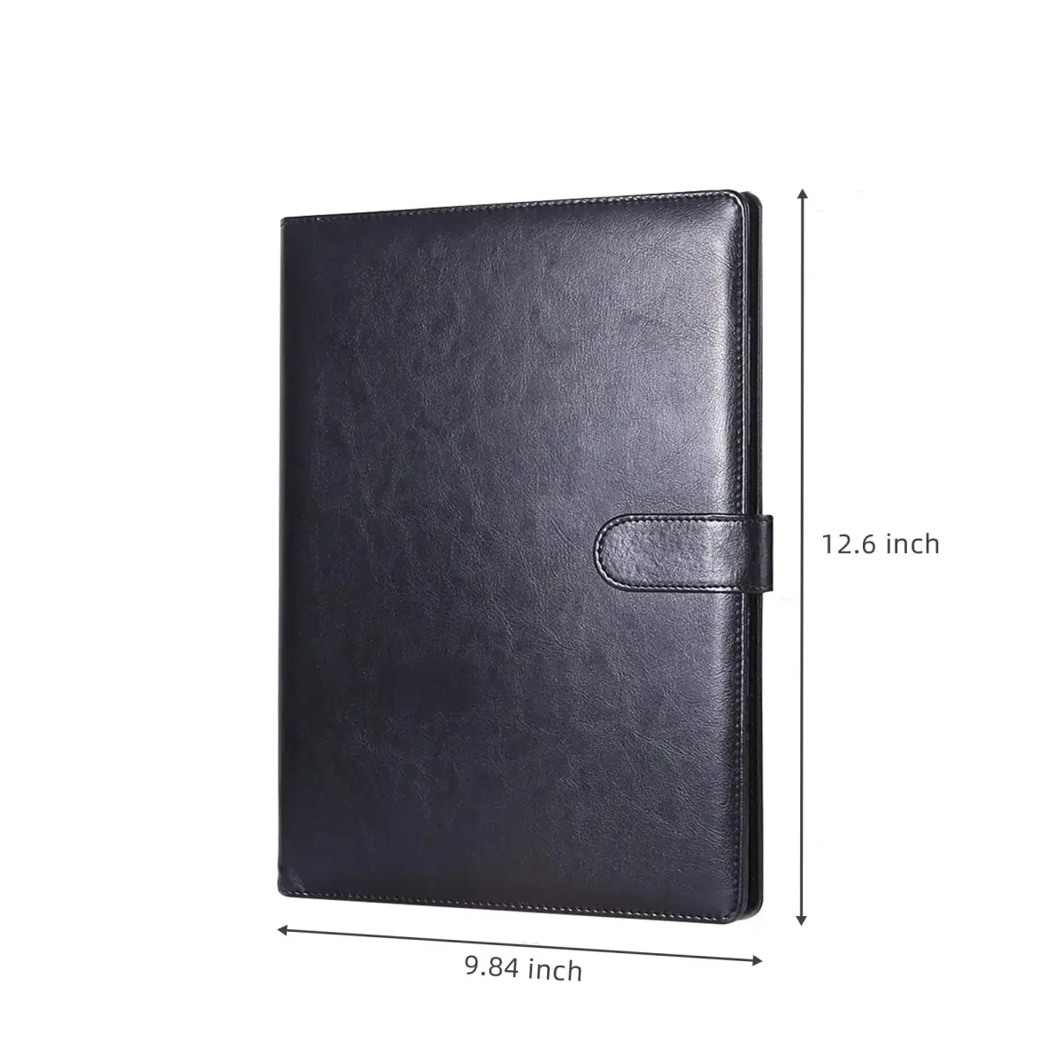Mymazn Black Faux Leather Padfolio Clipboard Folder Portfolio with Pen Holder for Letter Size A4 Writing Pad | Professional Business & Office Organizer - view 2