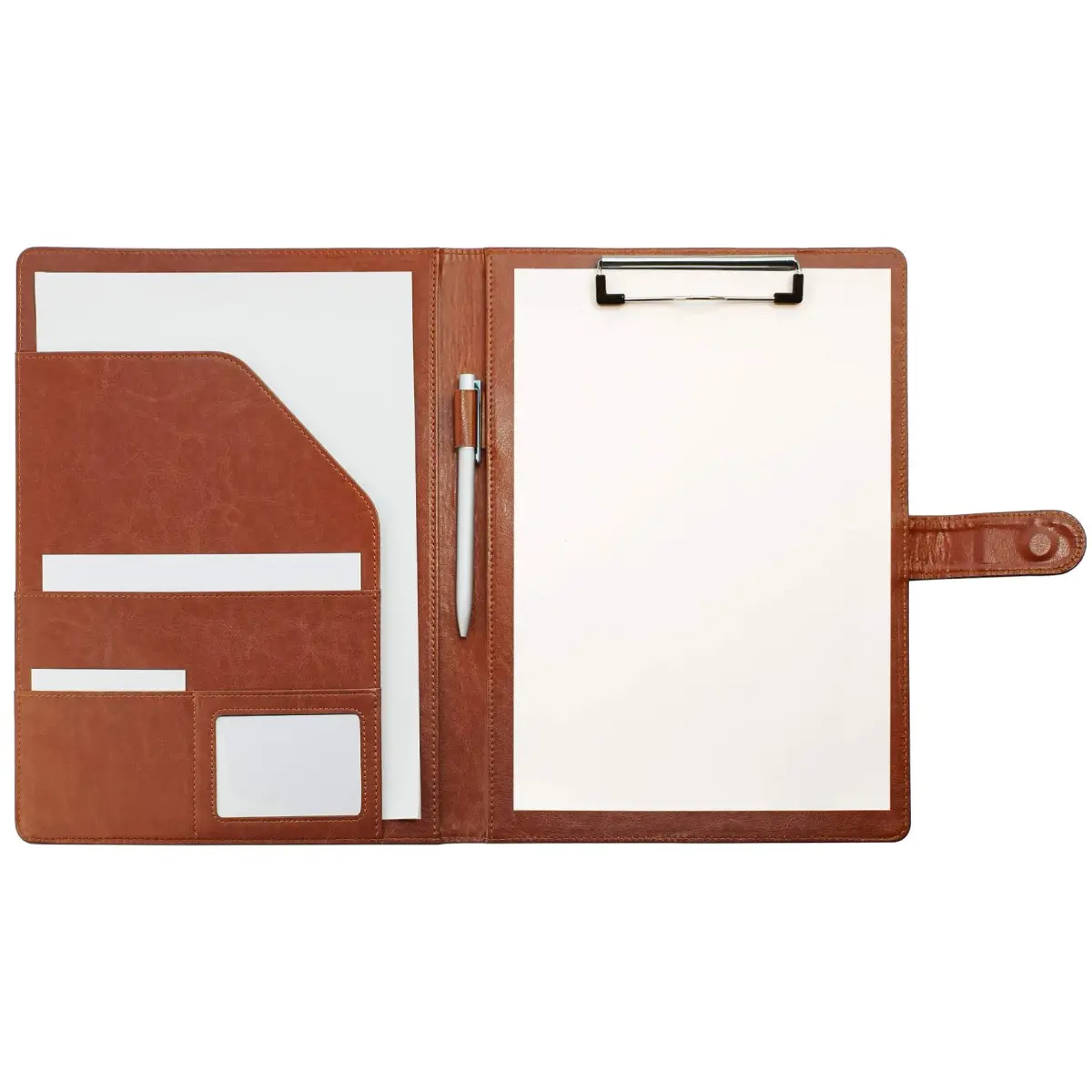 Mymazn Faux Leather Padfolio with Clip for Letter & A4 Size, Brown | Professional Business Organizer - main product image